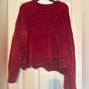 Zara Red Velvet Cowl Neck Sweater